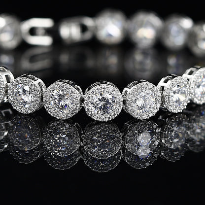 Round Big American Silver Tone Diamond Bracelet