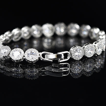 Round Big American Silver Tone Diamond Bracelet