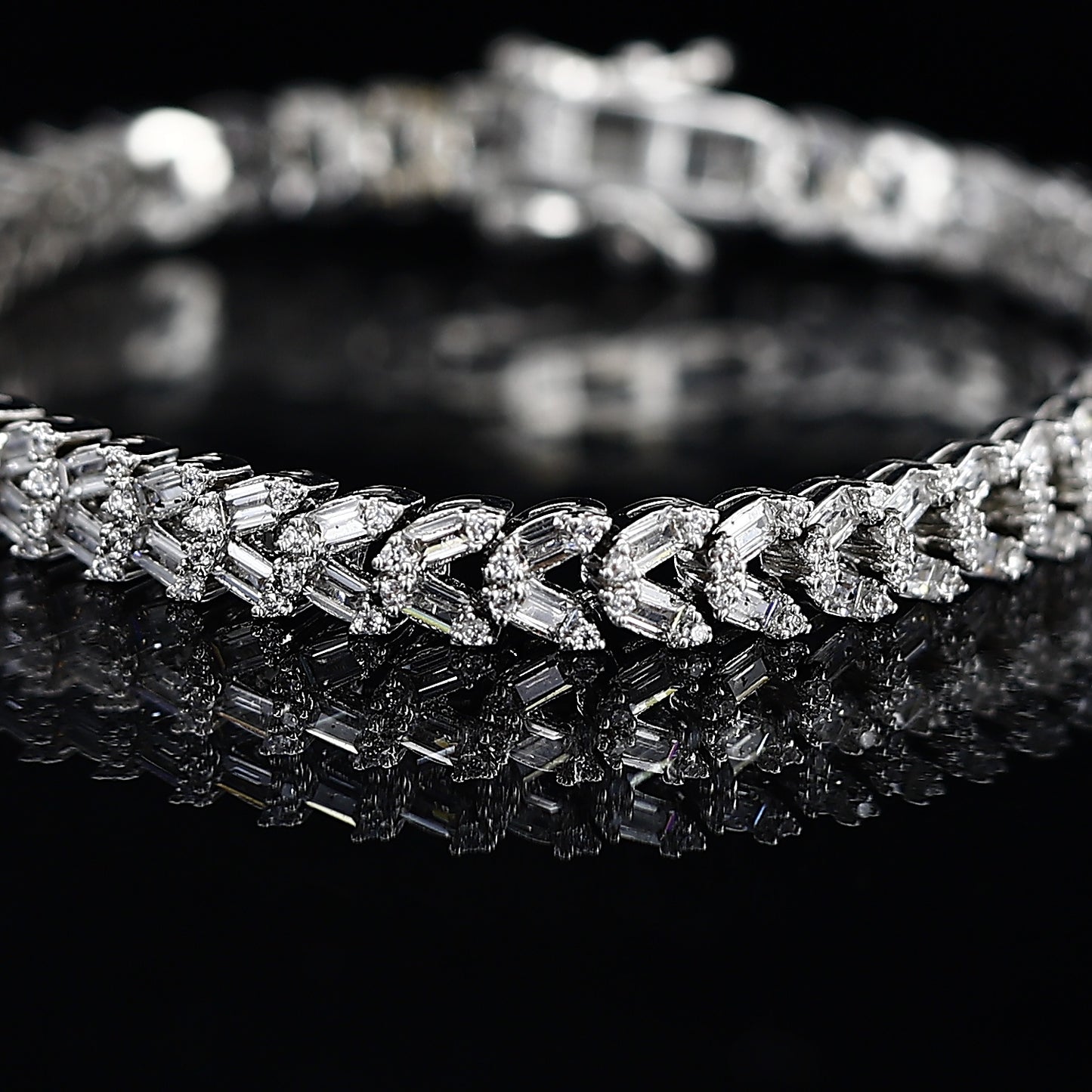 Imported American Diamond Two Line Silver Bracelet