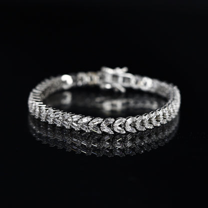 Imported American Diamond Two Line Silver Bracelet