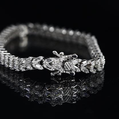 Imported American Diamond Two Line Silver Bracelet