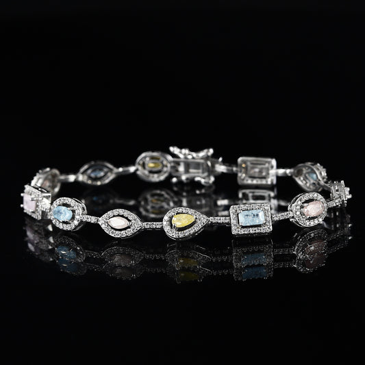 Silver Mix Color American Diamond Loose Bracelet