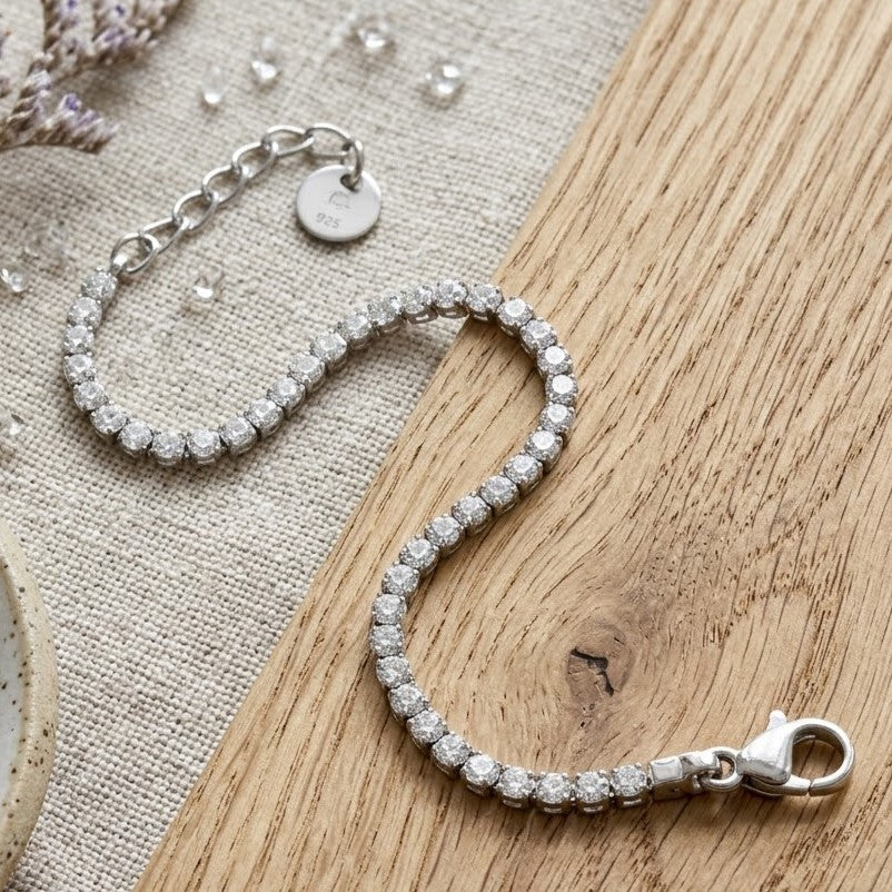 Classic Silver Tone Adjustable Tennis Bracelet