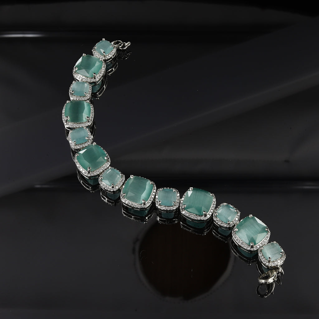 17cm Silver American Diamond Bracelet With Colors