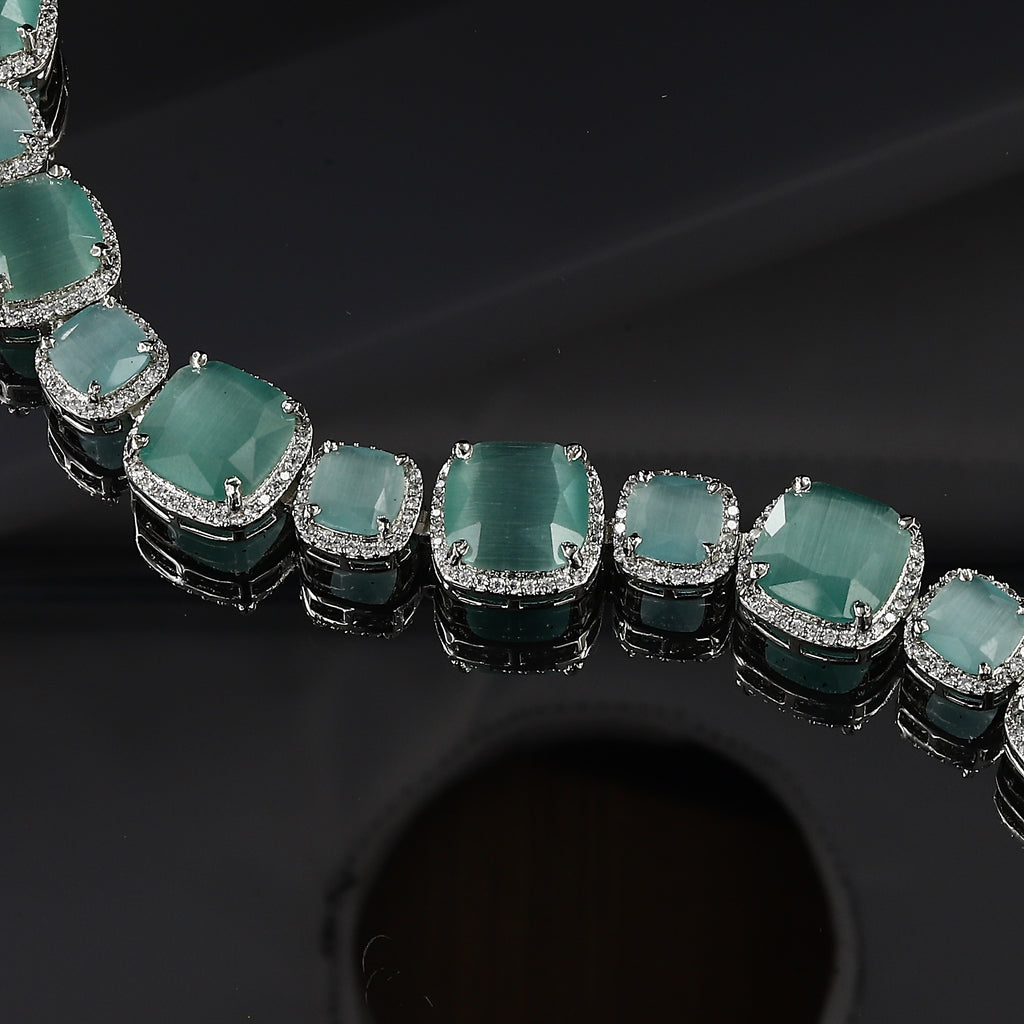 17cm Silver American Diamond Bracelet With Colors