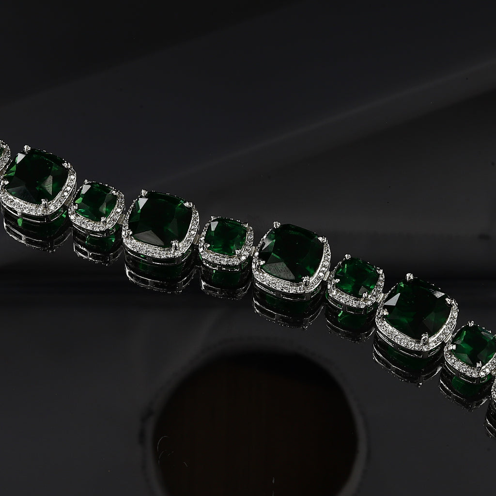 17cm Silver American Diamond Bracelet With Colors