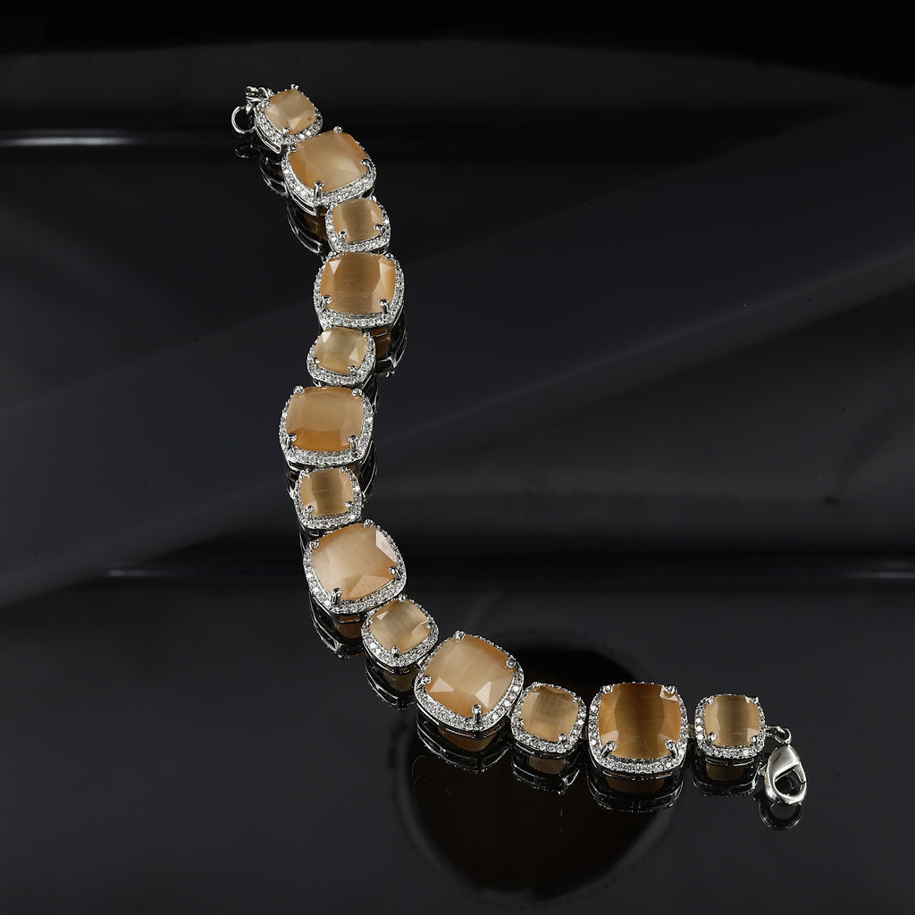 17cm Silver American Diamond Bracelet With Colors