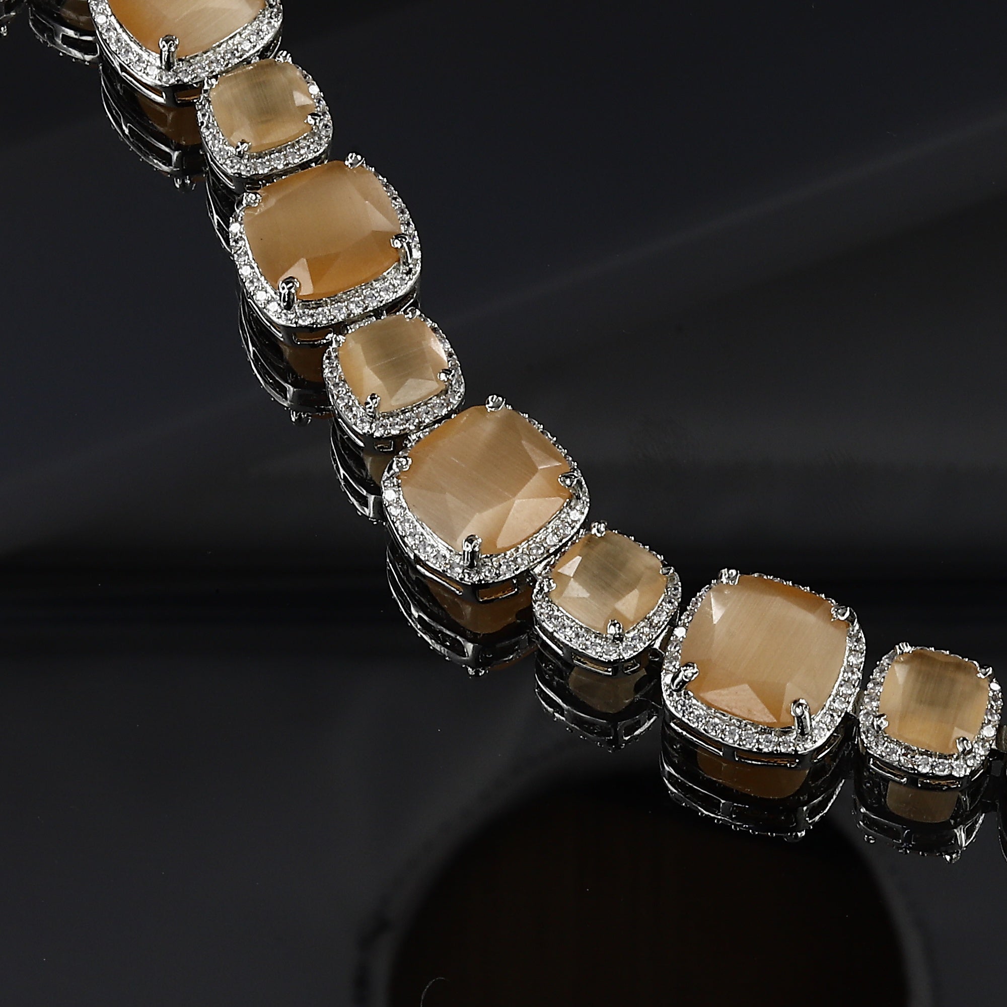 17cm Silver American Diamond Bracelet With Colors