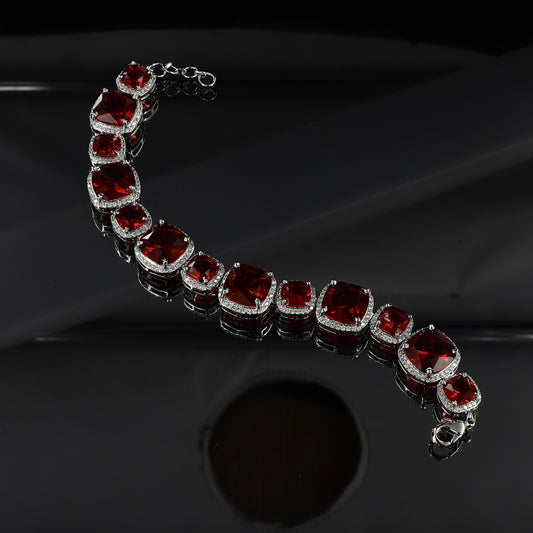 17cm Silver American Diamond Bracelet With Colors