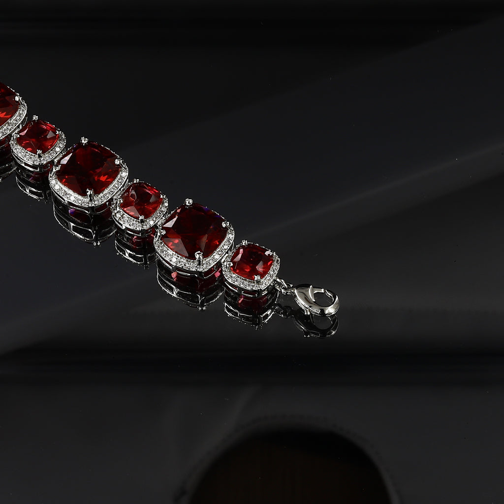 17cm Silver American Diamond Bracelet With Colors