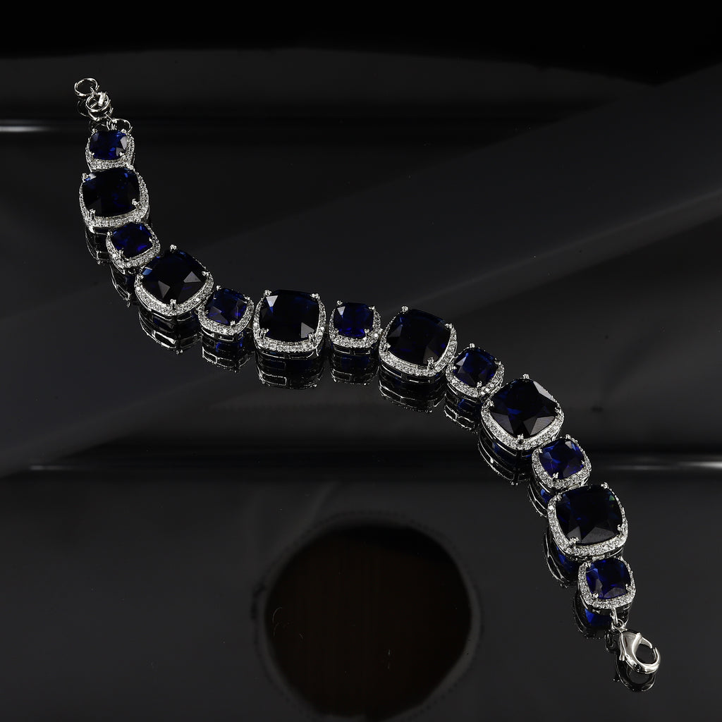 17cm Silver American Diamond Bracelet With Colors