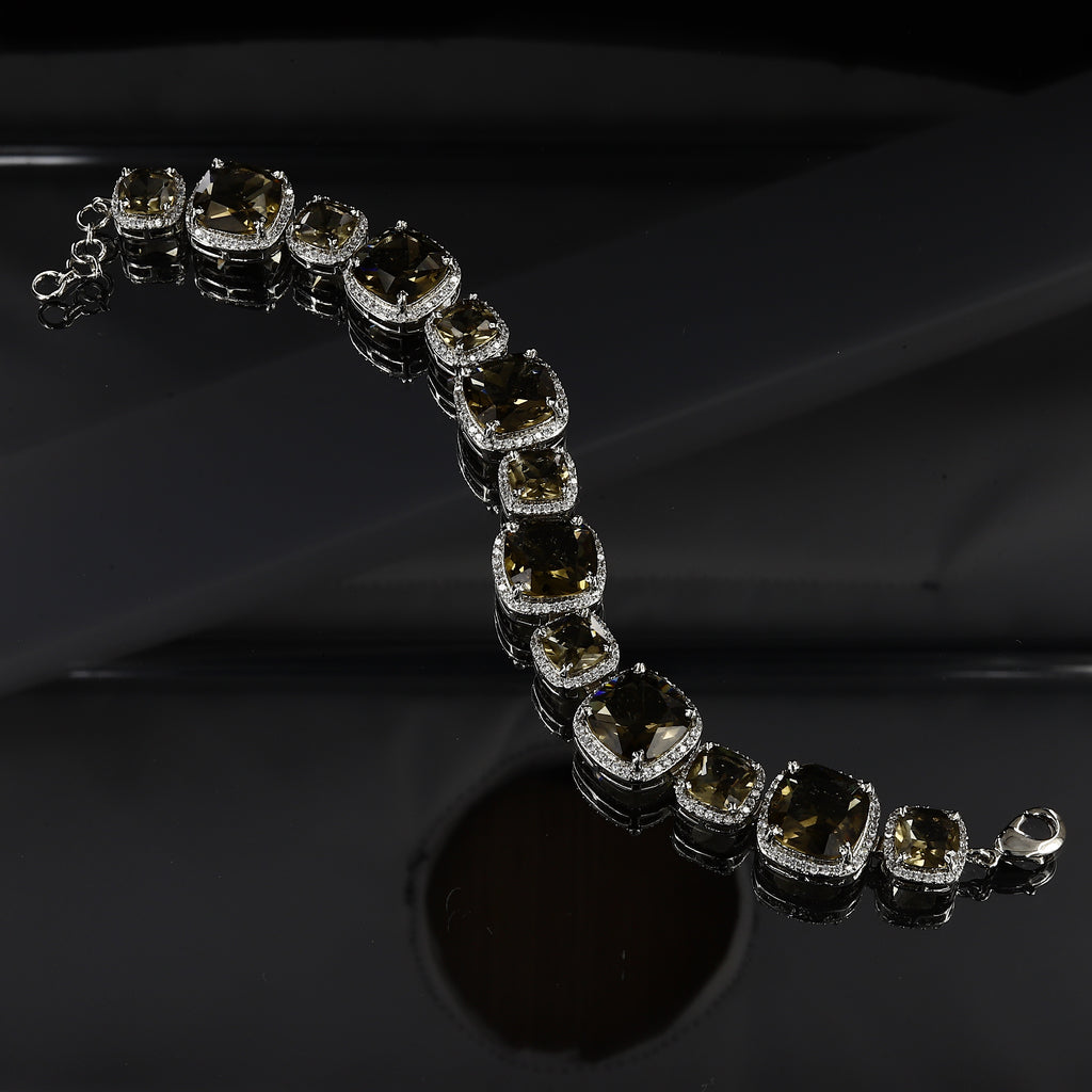 17cm Silver American Diamond Bracelet With Colors