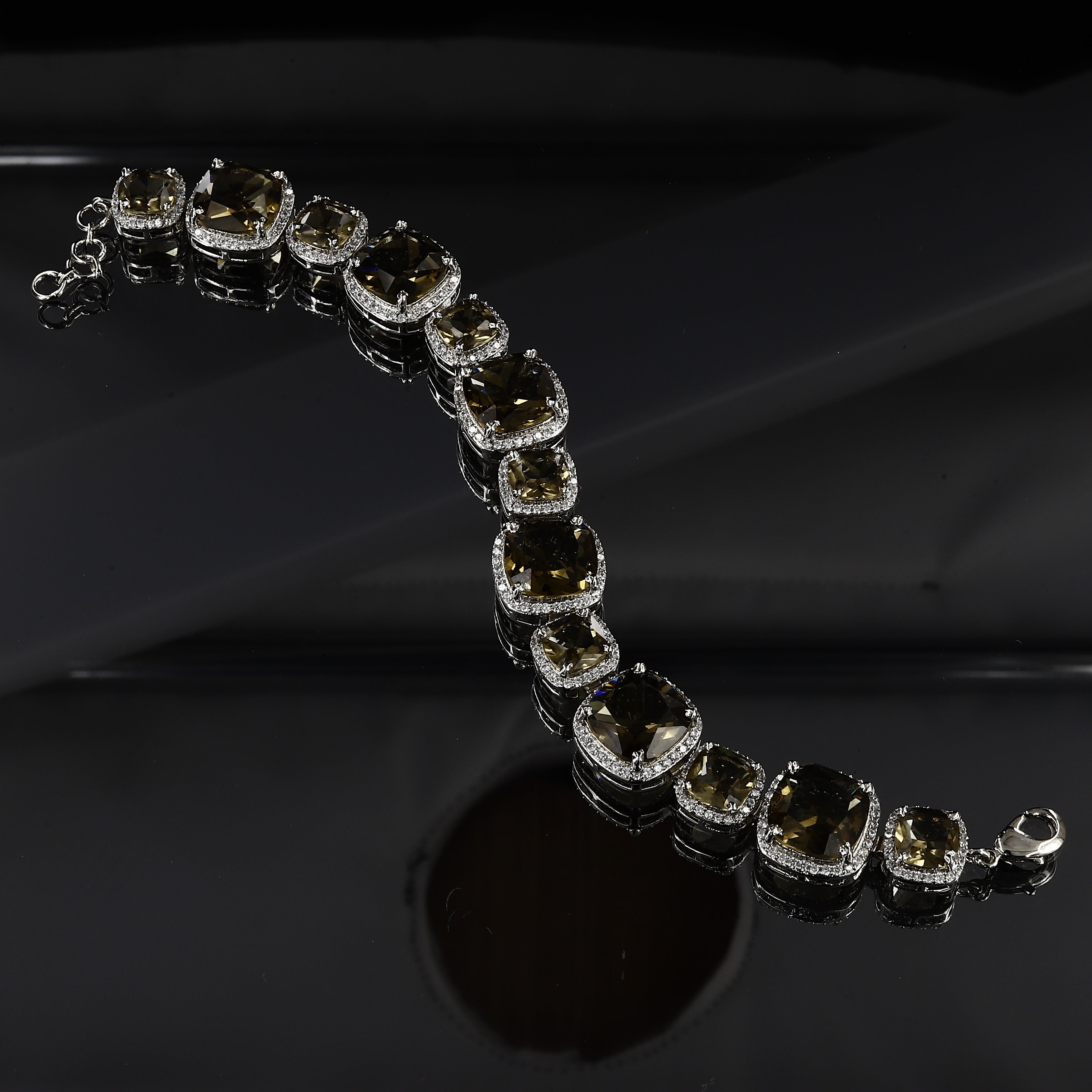 17cm Silver American Diamond Bracelet With Colors