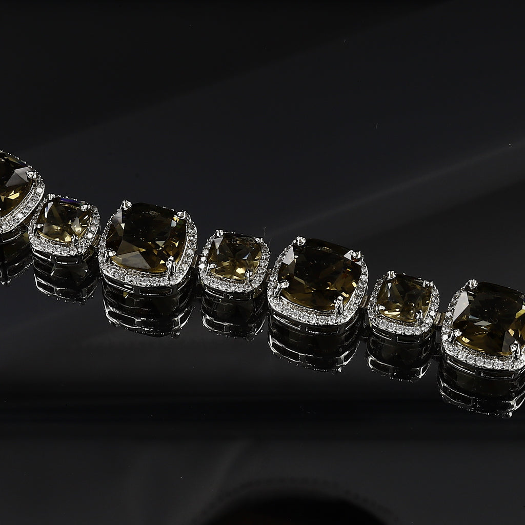 17cm Silver American Diamond Bracelet With Colors