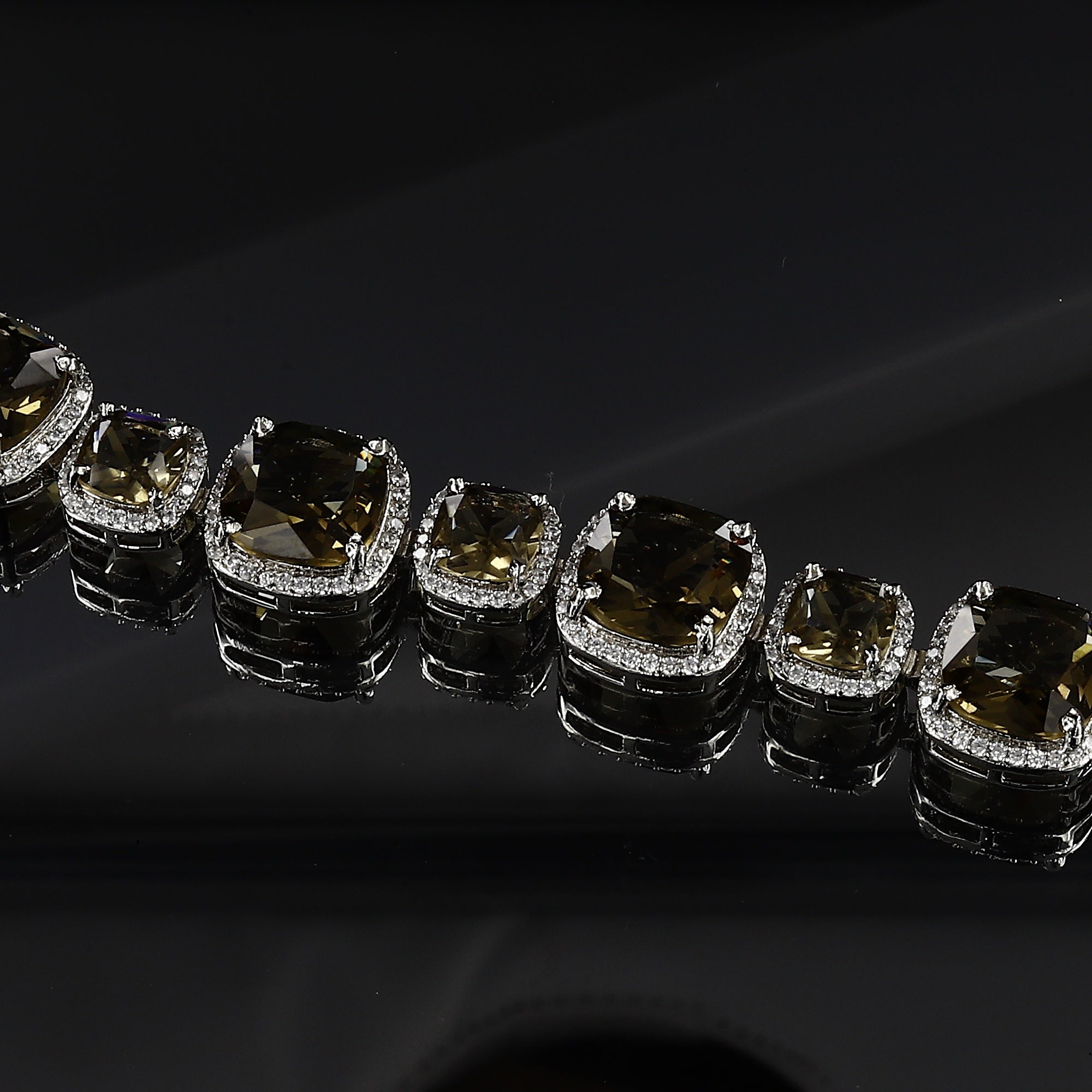 17cm Silver American Diamond Bracelet With Colors