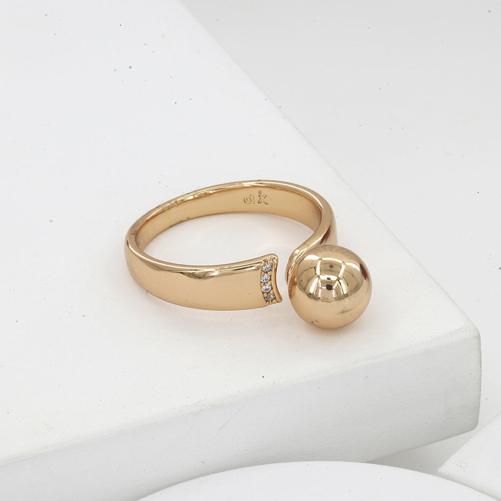 Gold Ball Bypass Adjustable Ring