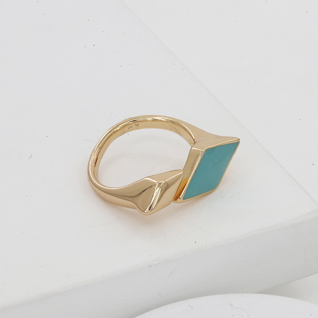 Geometric Turquoise Inlay Bypass Ring
