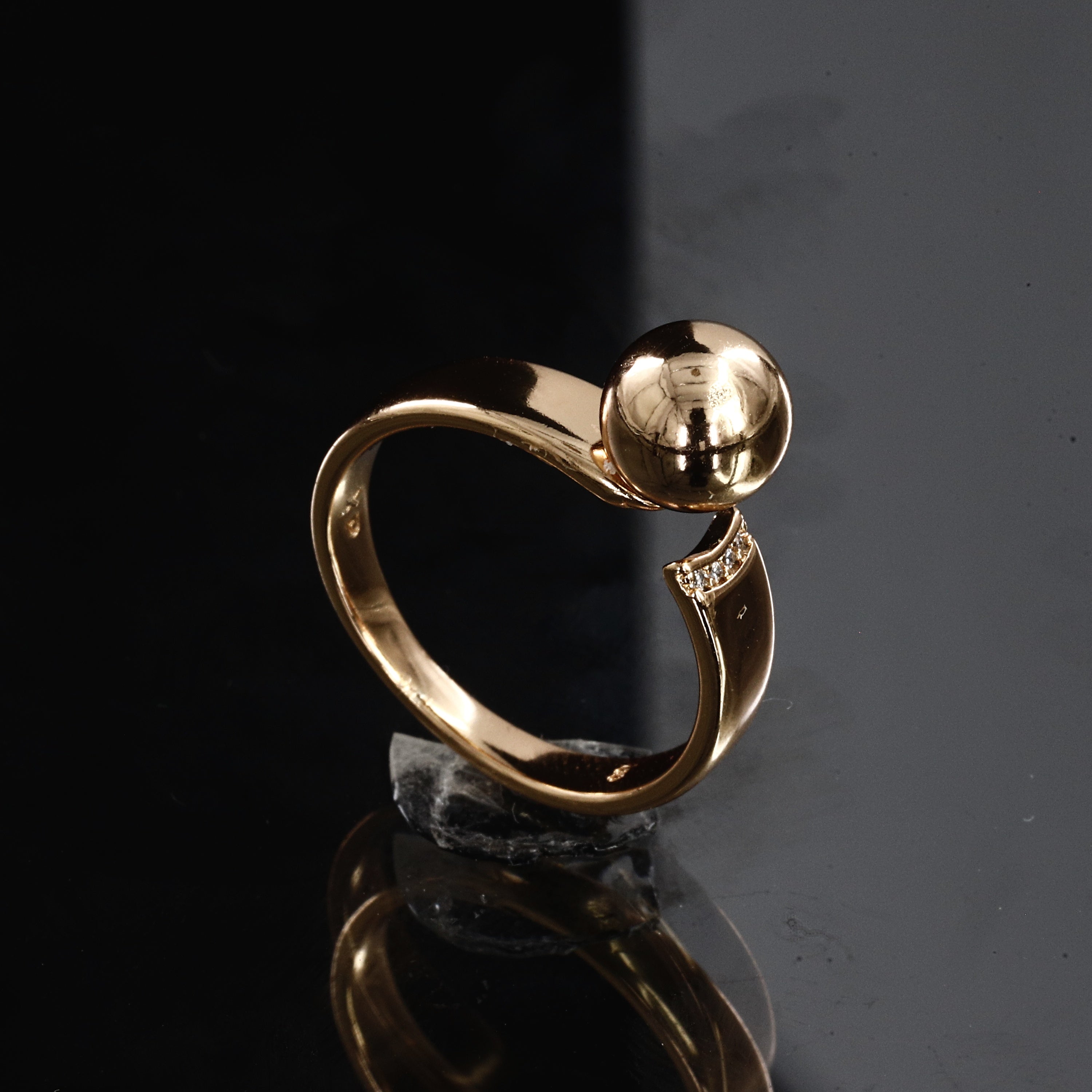 Gold Ball Bypass Adjustable Ring