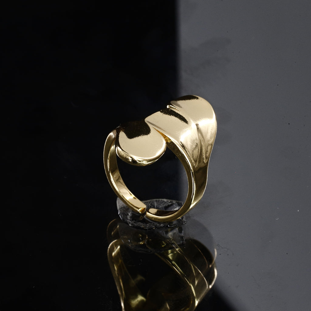Sculptural Gold Wave Adjustable Ring