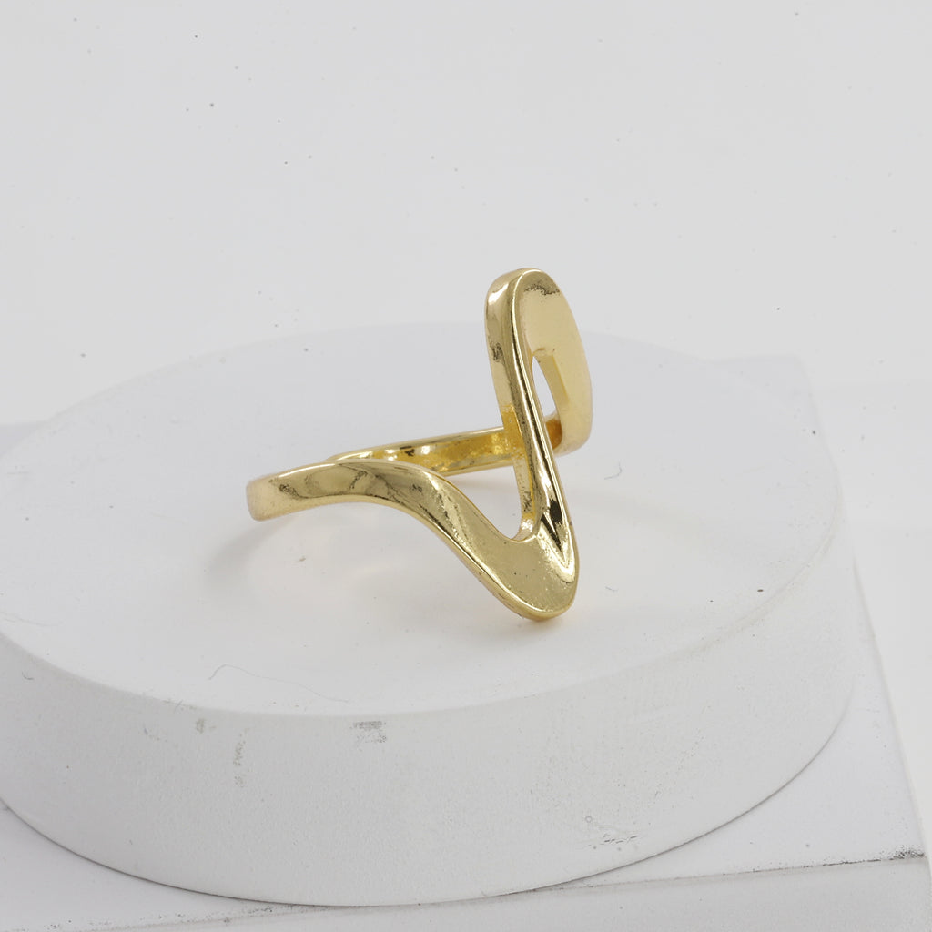 Gold Tone Wave Adjustable Ring