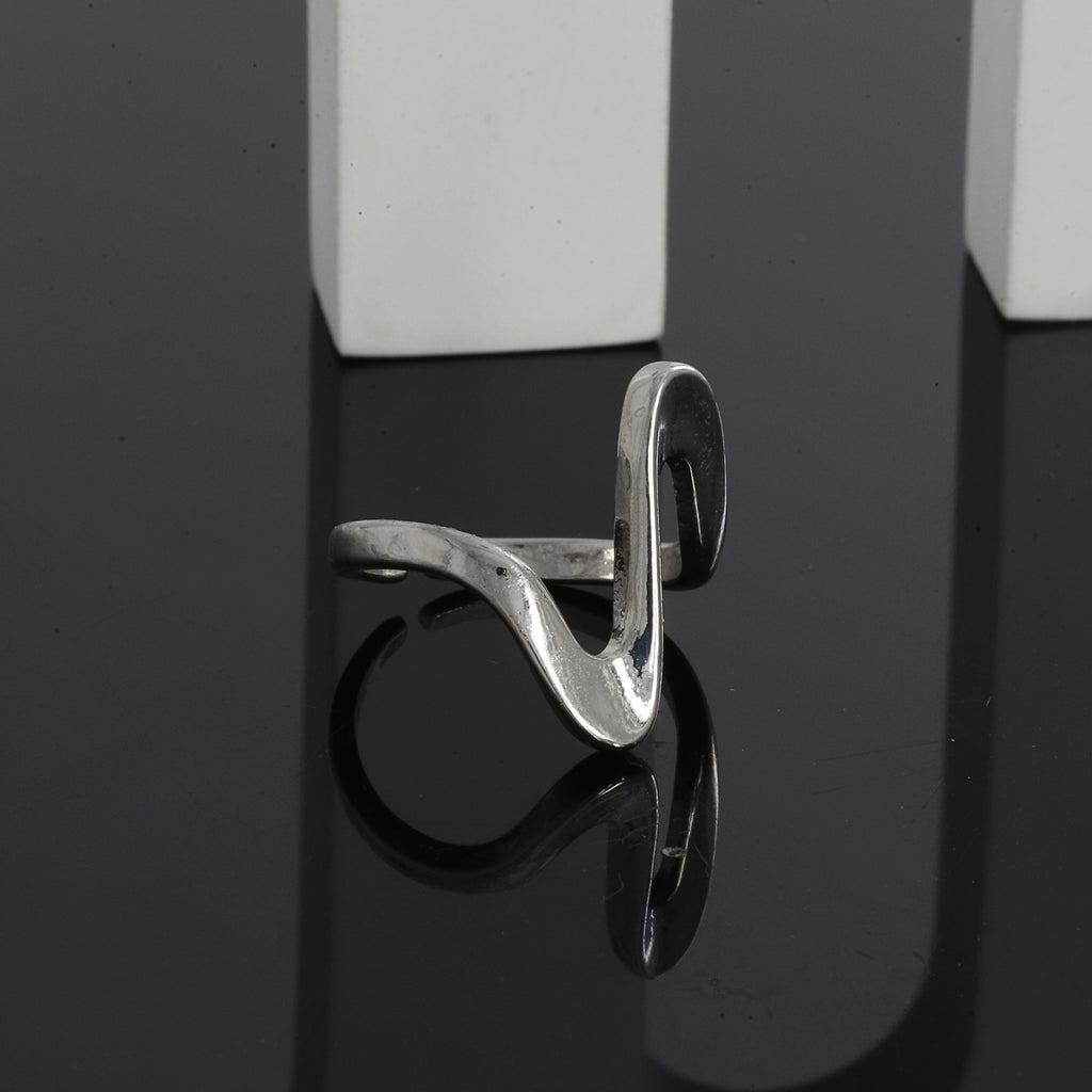Silver Tone Wave Adjustable Ring