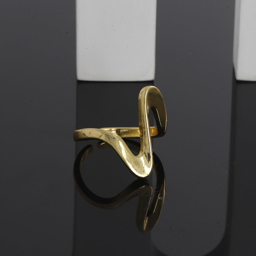 Gold Tone Wave Adjustable Ring