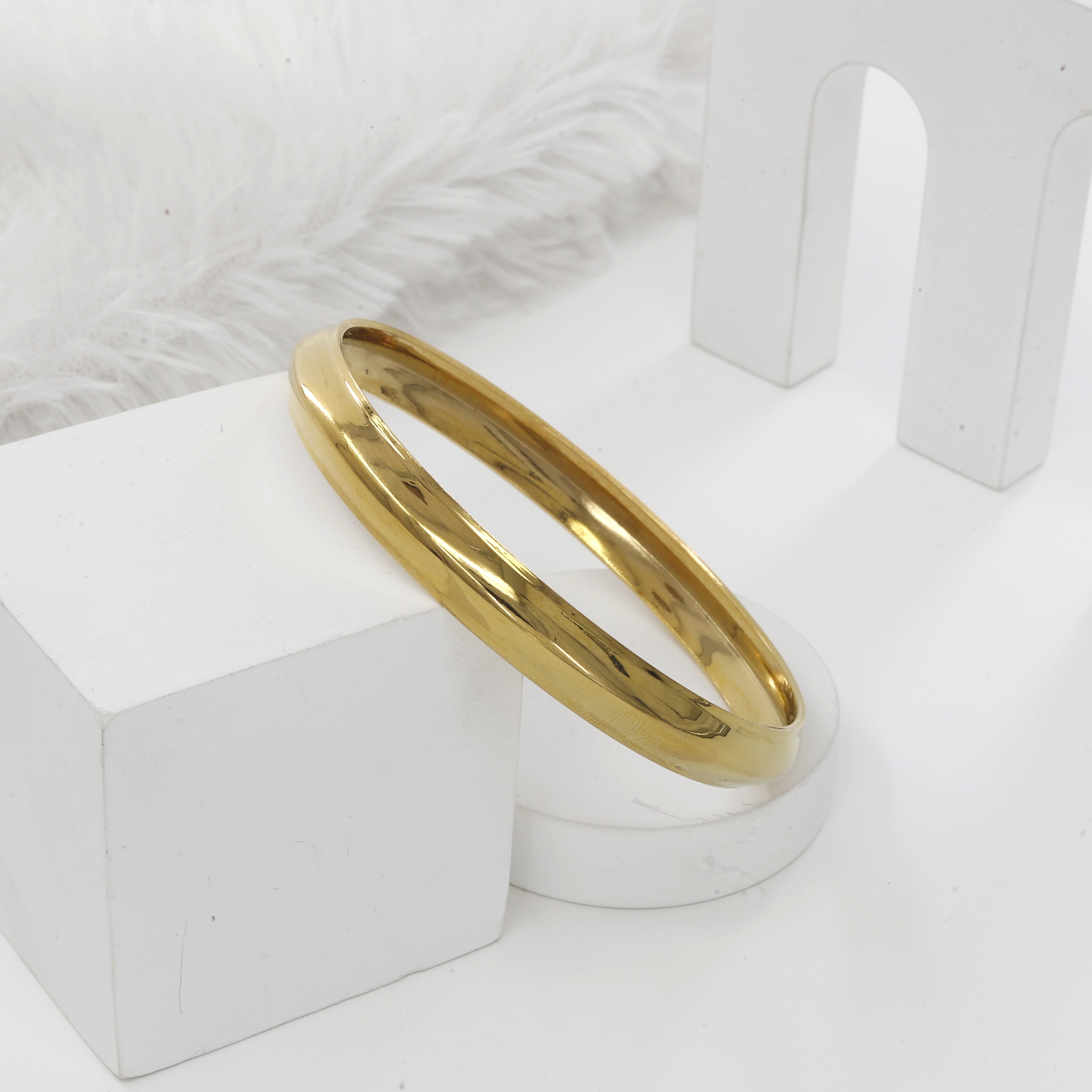 Gold Polished Sterling (10mm) Panjabi Kada(23gm)