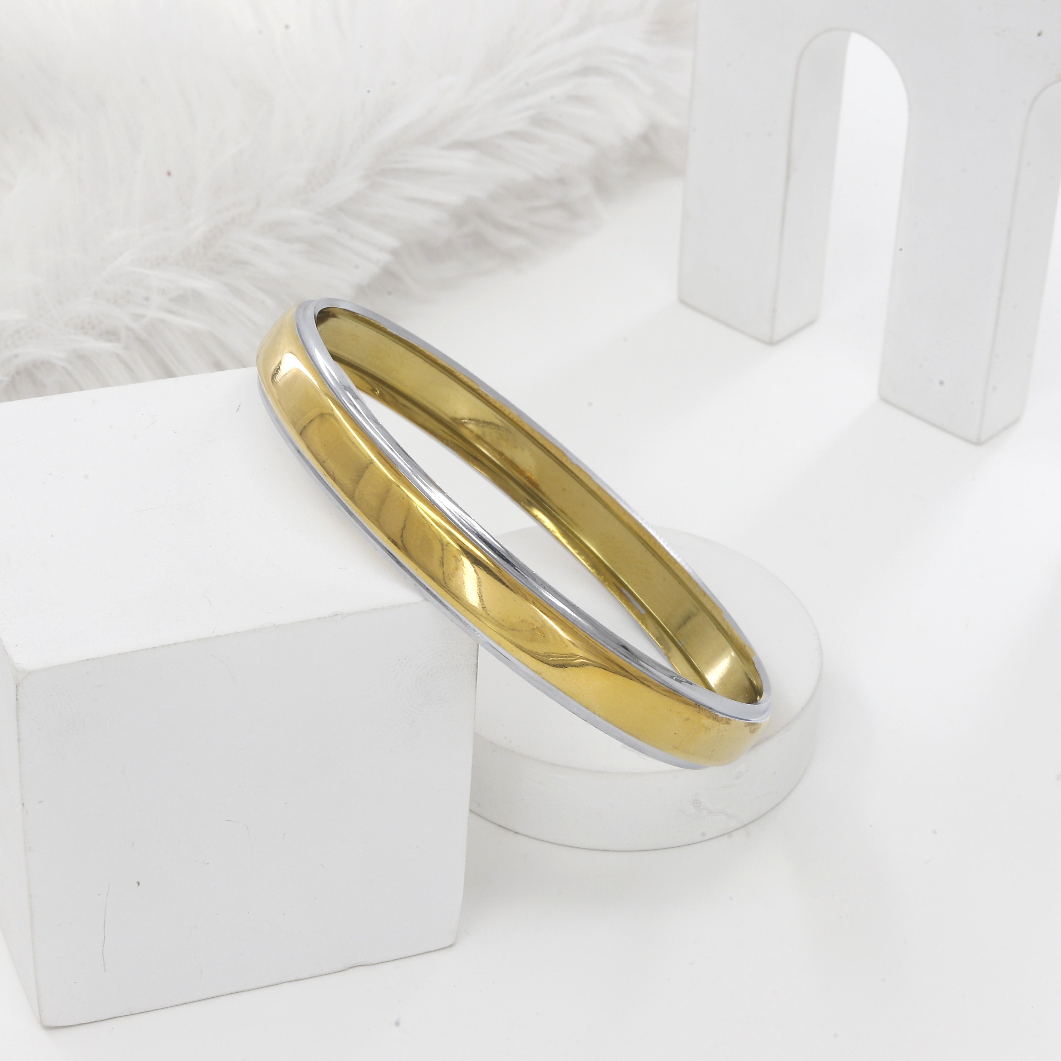 Golden Silver Mix Polished Starling (10mm) Panjabi Kada(22gm)