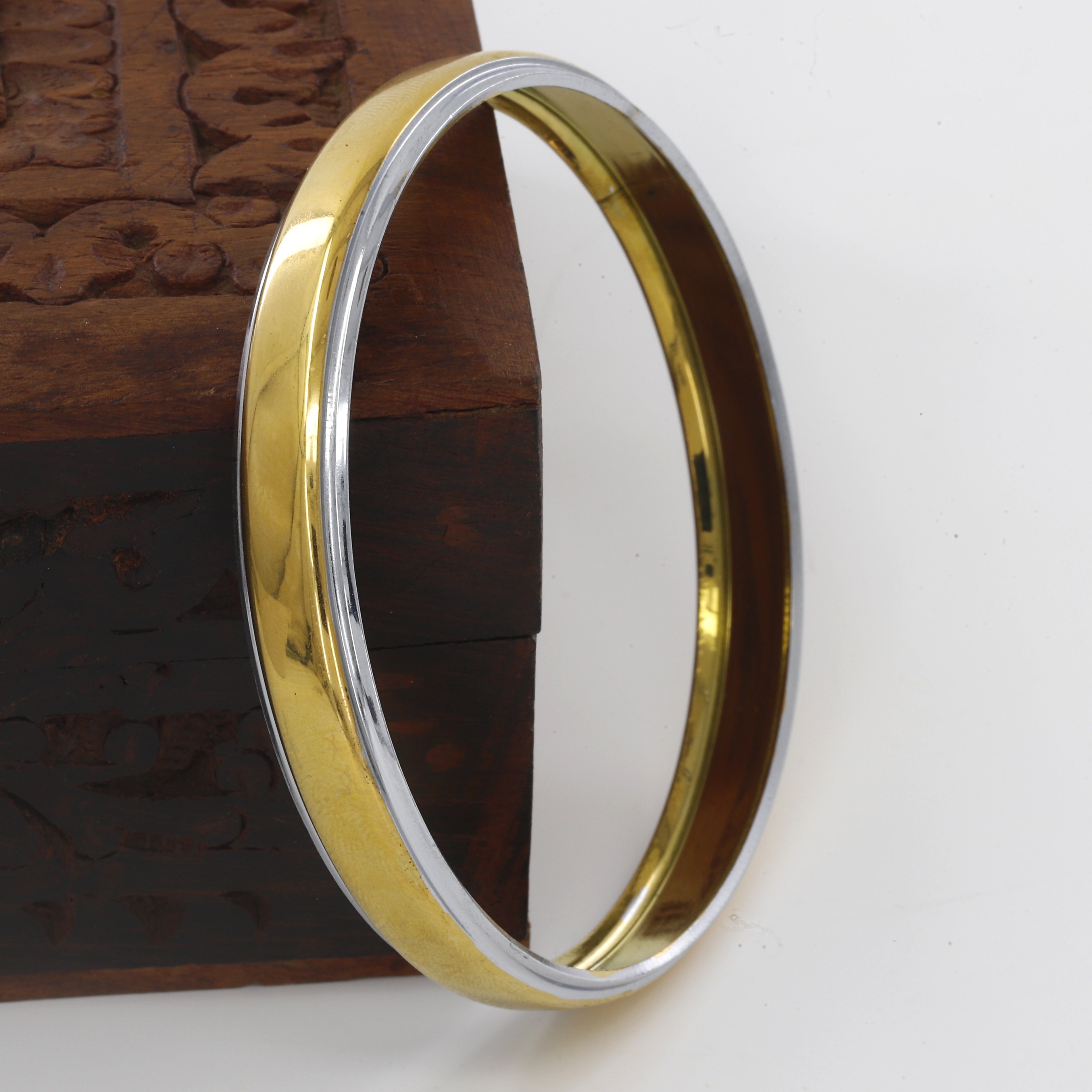 Golden Silver Mix Polished Starling (10mm) Panjabi Kada(22gm)