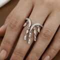 Crescent Moon Inspired Ring with Dazzling Marquise Dangles