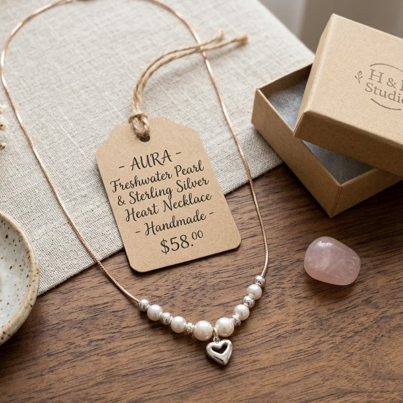 Elegant Pearl & Silver Heart Charm Necklace