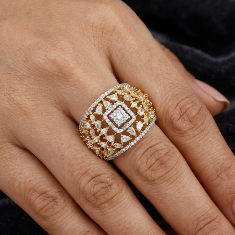 Luxury Gold & Rhodium Plated Statement Ring