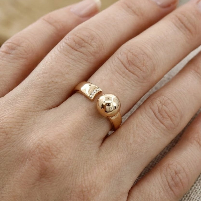 Gold Ball Bypass Adjustable Ring
