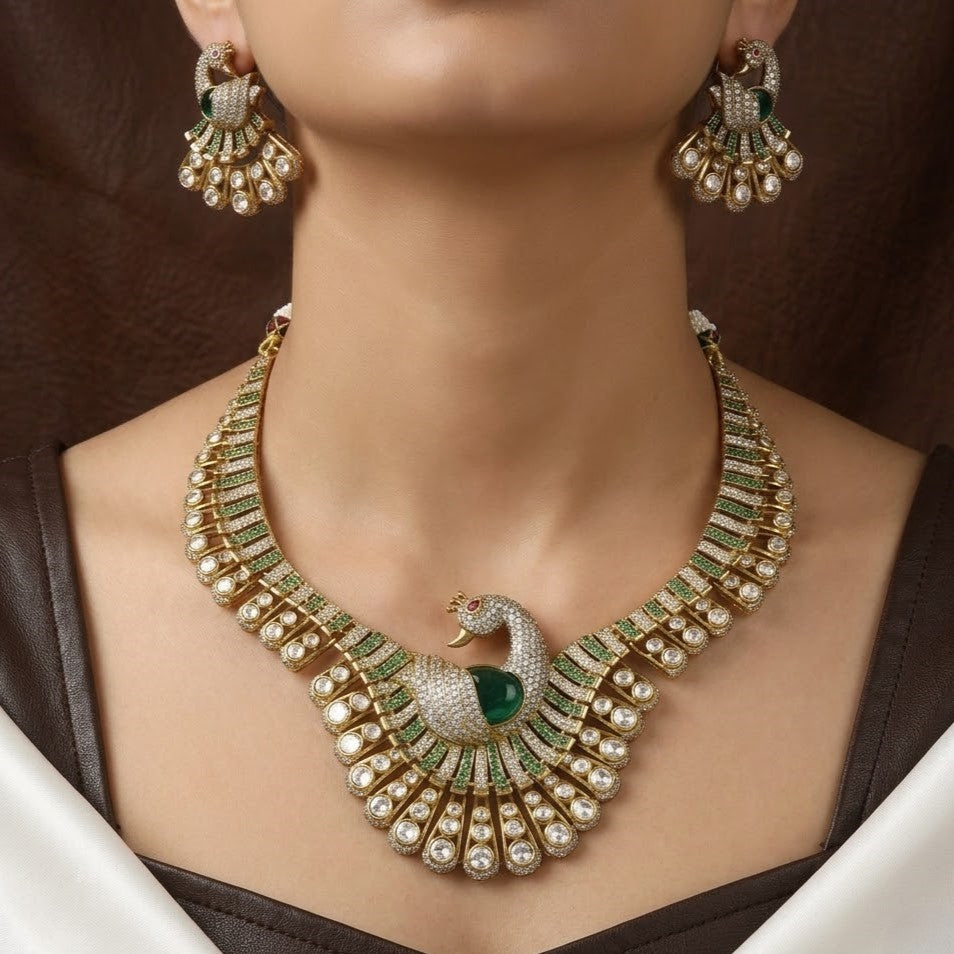 Exquisite Peacock-Themed Necklace & Earring Set
