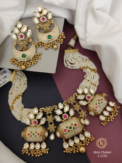 Big Wedding Kundan Pastel Design Short Necklace