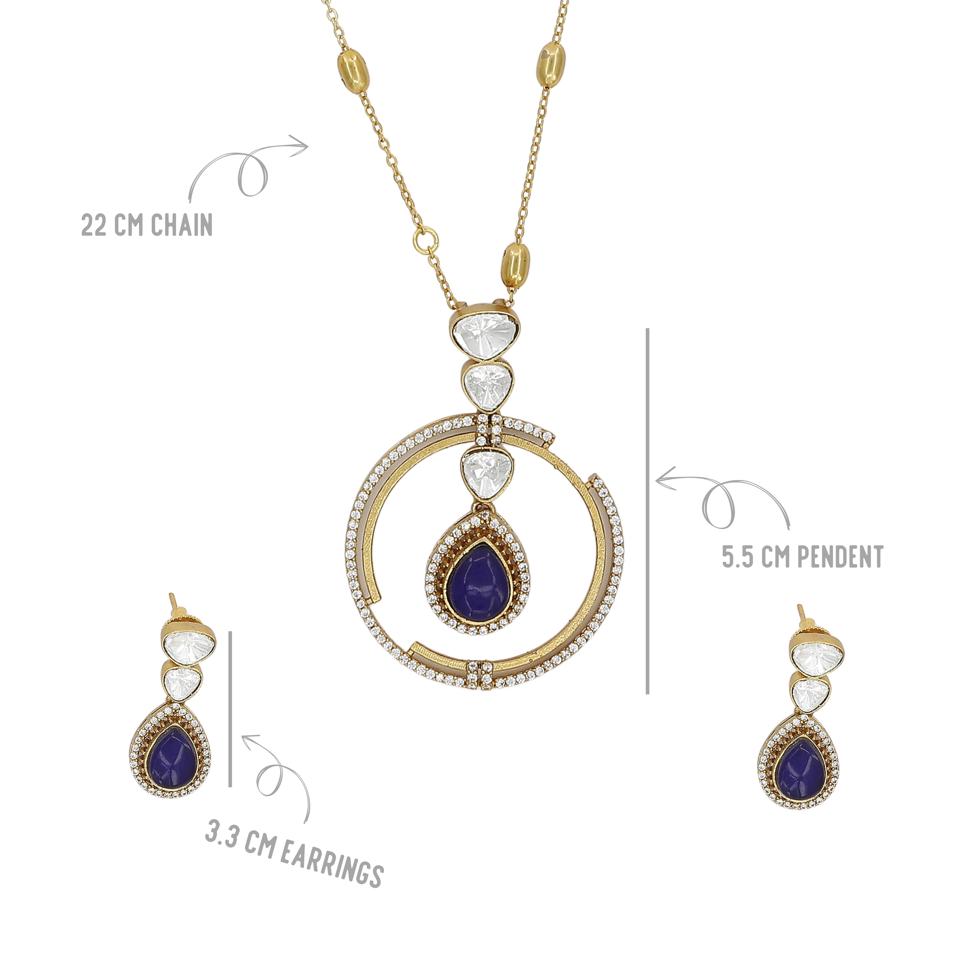 Circle Big Pendent Fusion Necklace Set with Colors