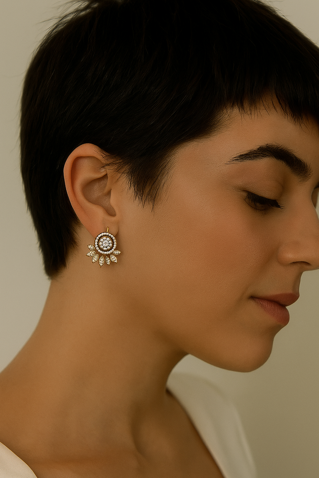 Pave Crystal Floral Drop Earrings