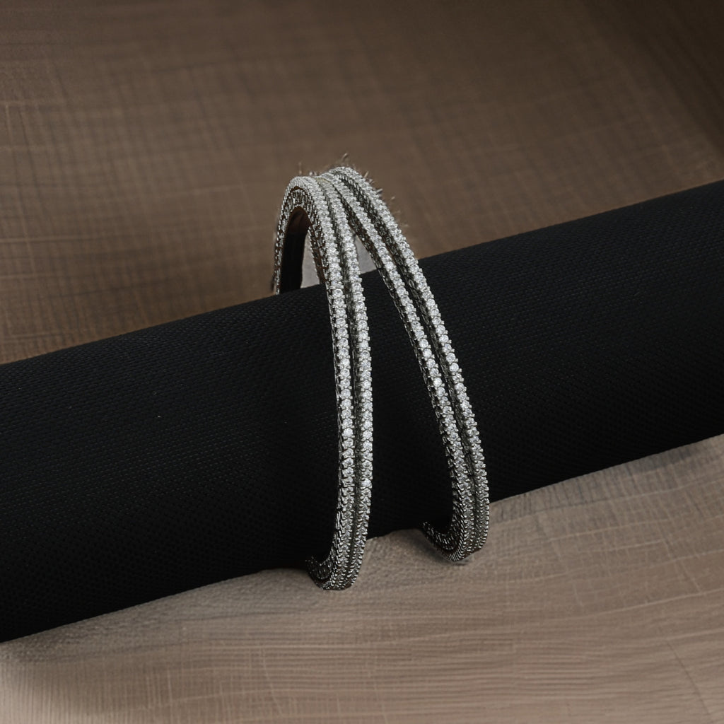 Silver Bangles With Shinning Diamonds