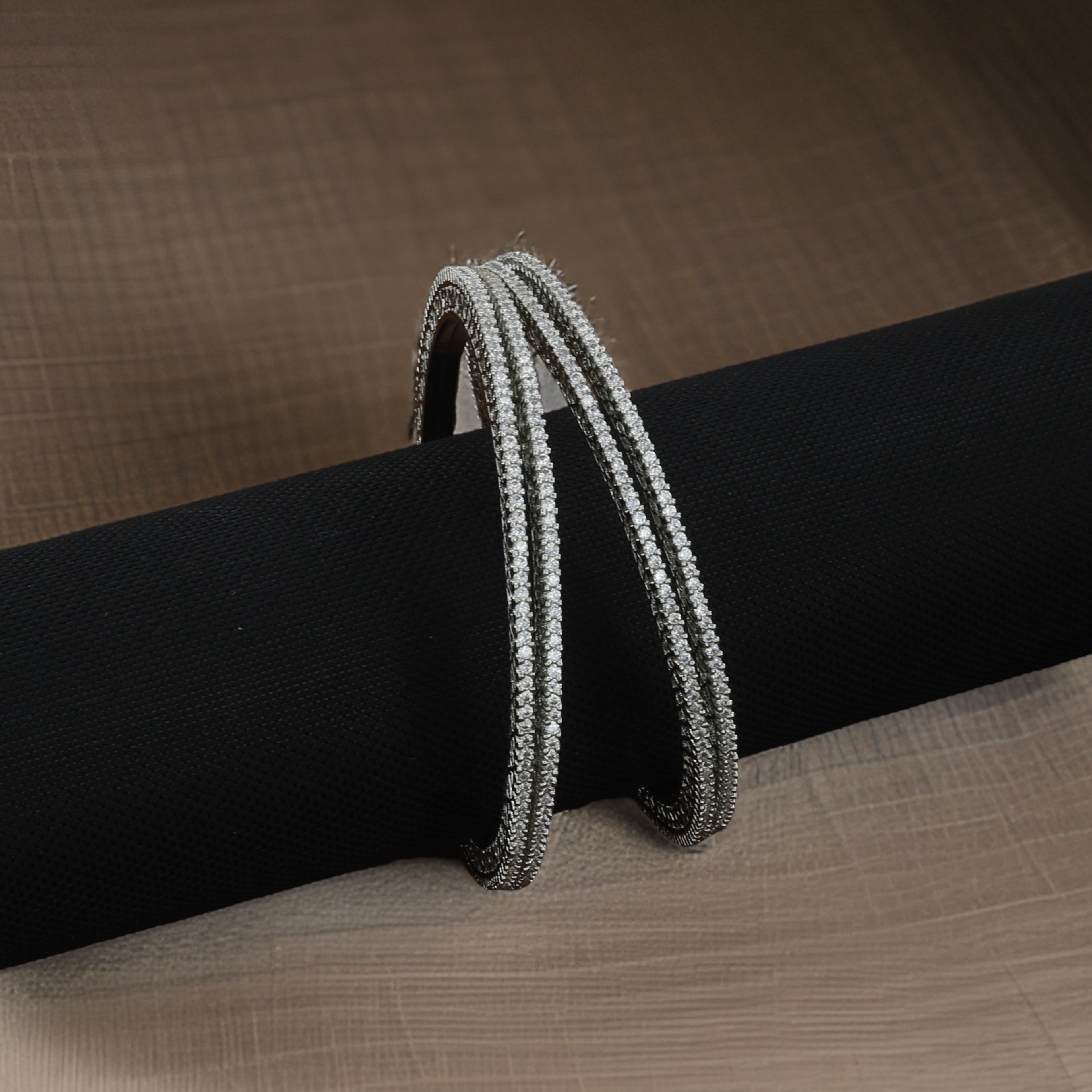 Silver Bangles With Shinning Diamonds