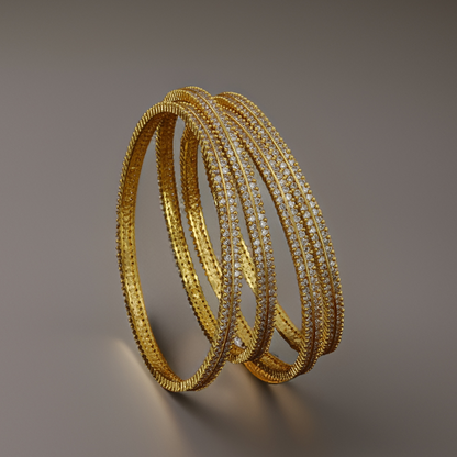 Princess Cut Diamond Gold Tone Bangles