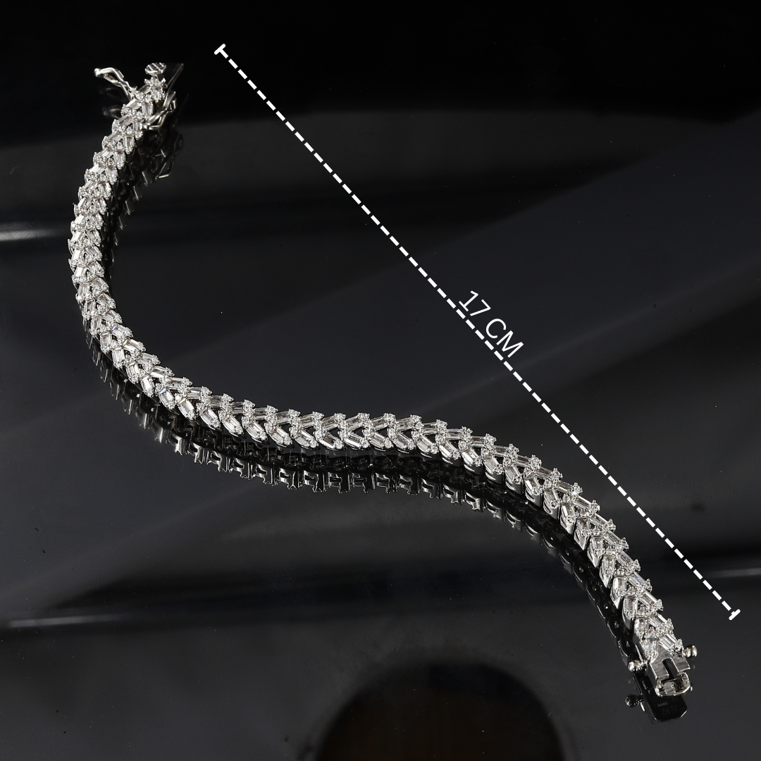 Imported American Diamond Two Line Silver Bracelet