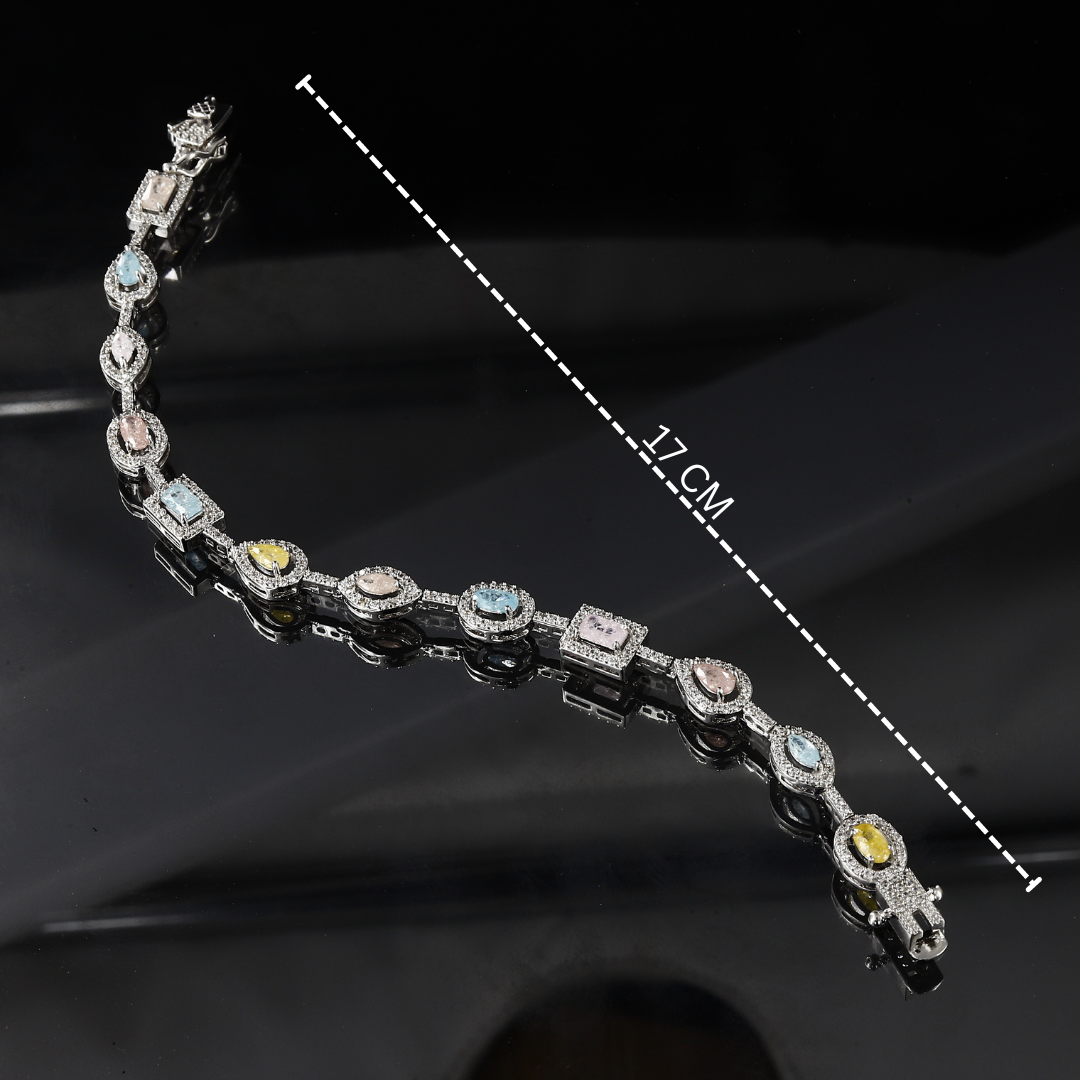 Silver Mix Color American Diamond Loose Bracelet