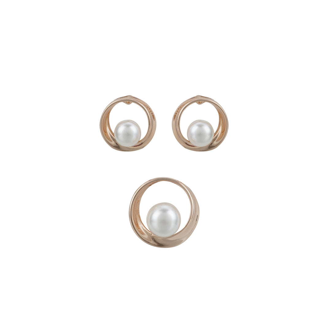 18k Rosepolished Swarovski Designer Pendent Set