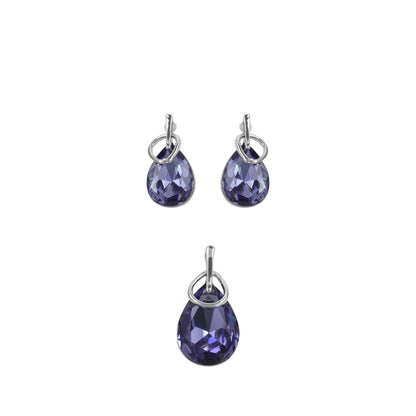 18k Silverpolished Elegant Purple Stone Swarovski Pendent Set