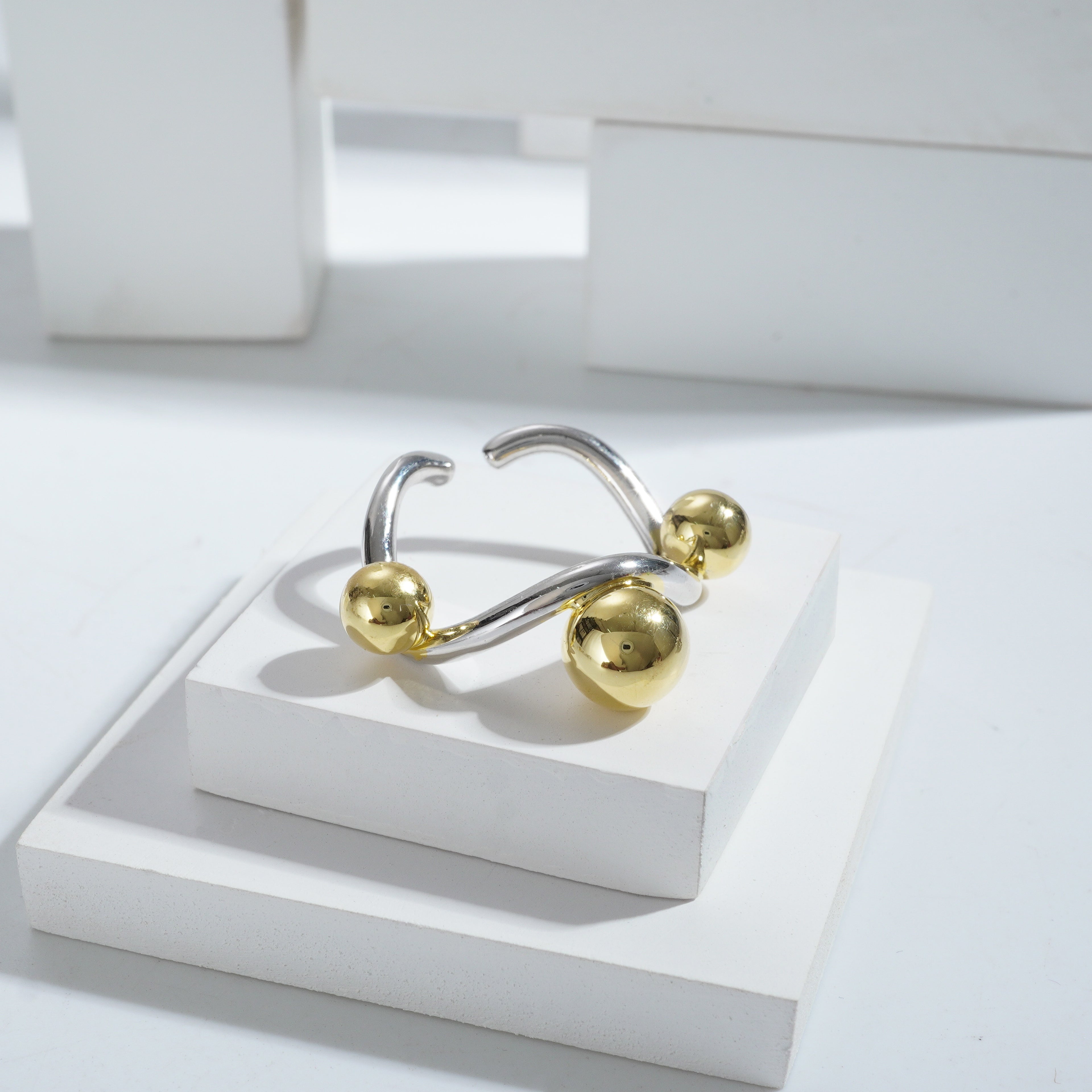 Silverpolished Curve Free Size Dailywear Ring
