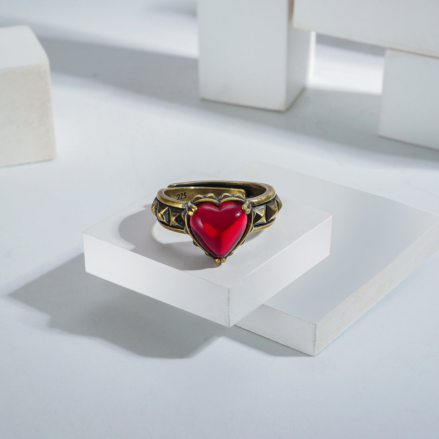 Germanpolished Starling Heart Design Western Freesize Ring