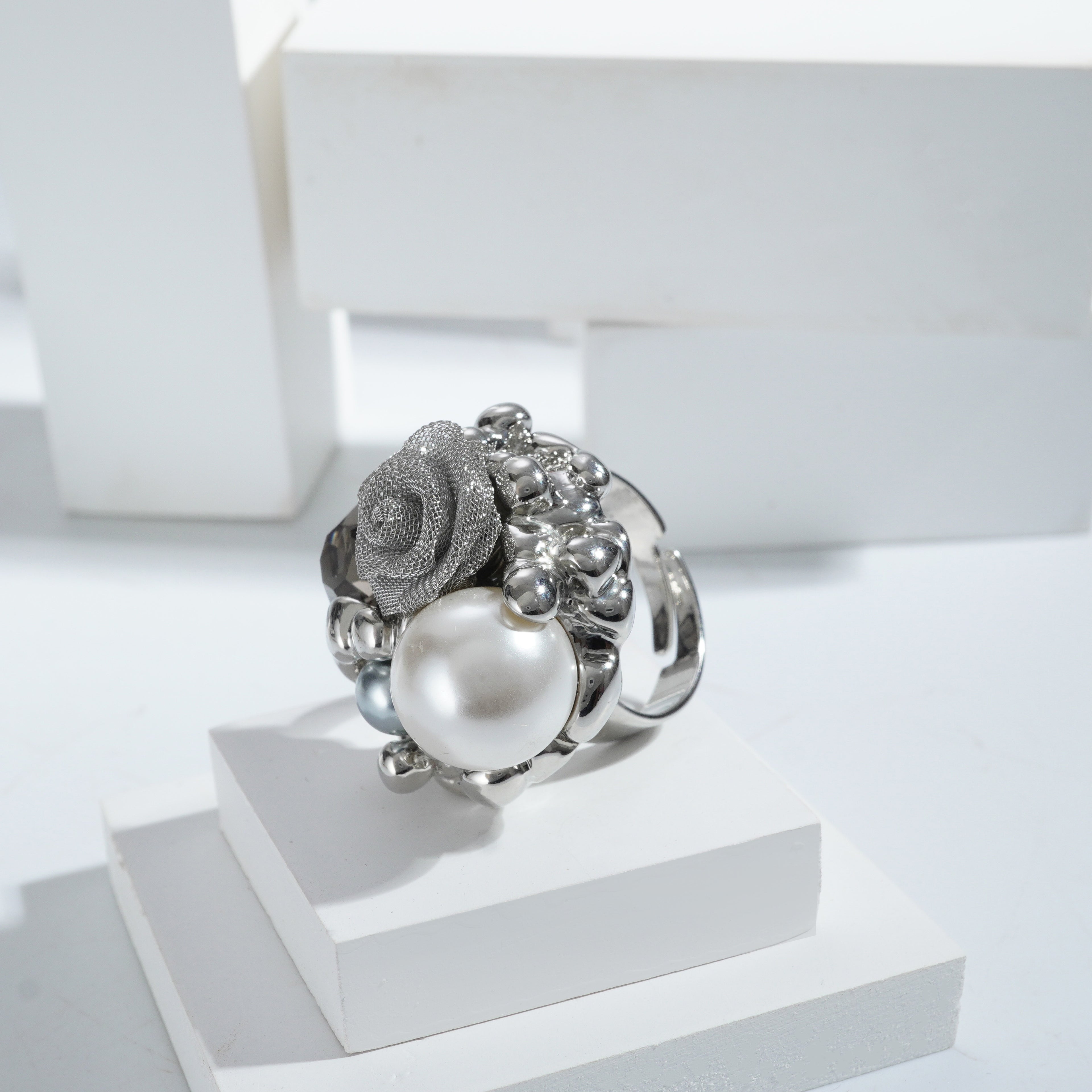 Silverpolished Imported Reception Wear Freesize Ring