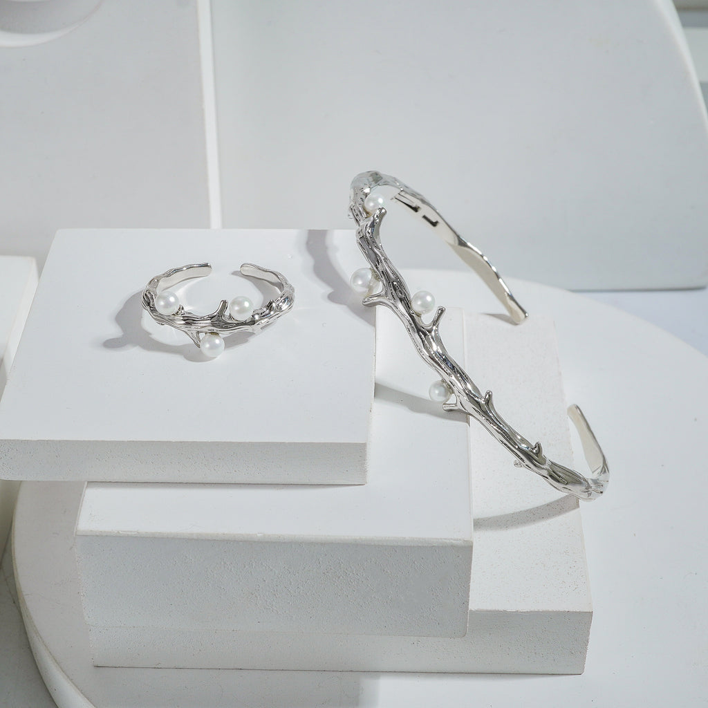 Silver Polish Elegant Kada And Ring Combo Jewelry