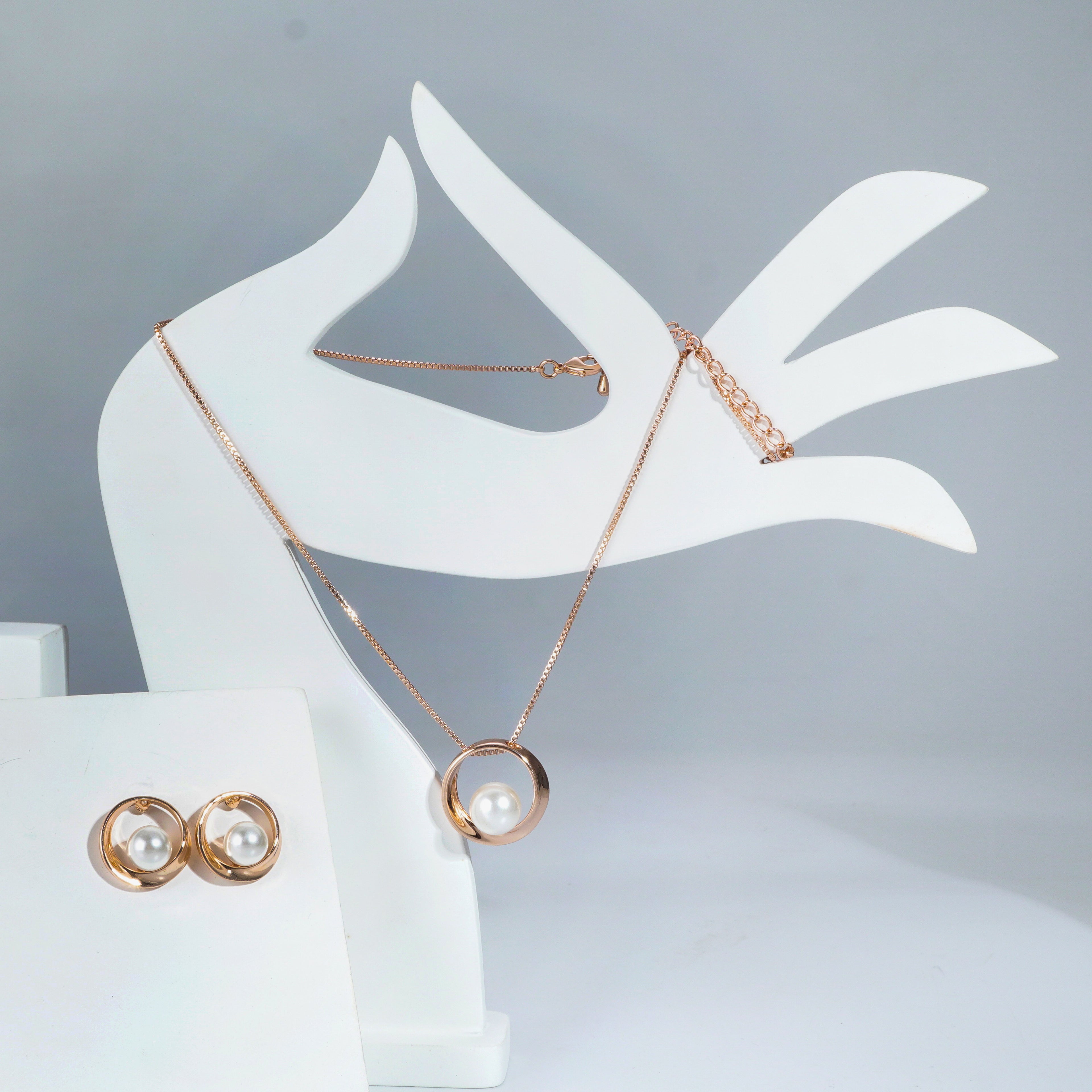 18k Rosepolished Swarovski Designer Pendent Set