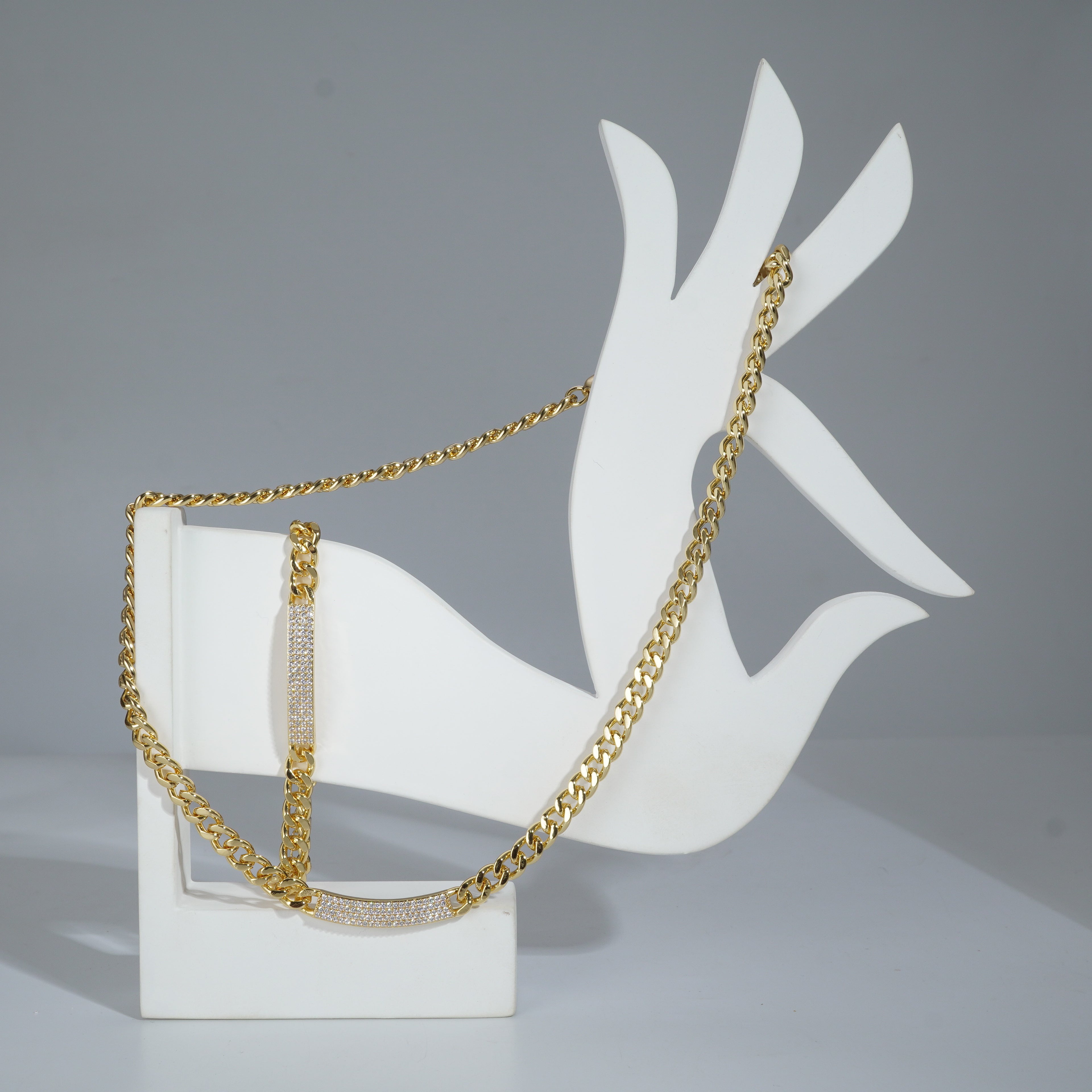 Goldpolish Necklace And Bracelet With Diamond Combo Jewelry